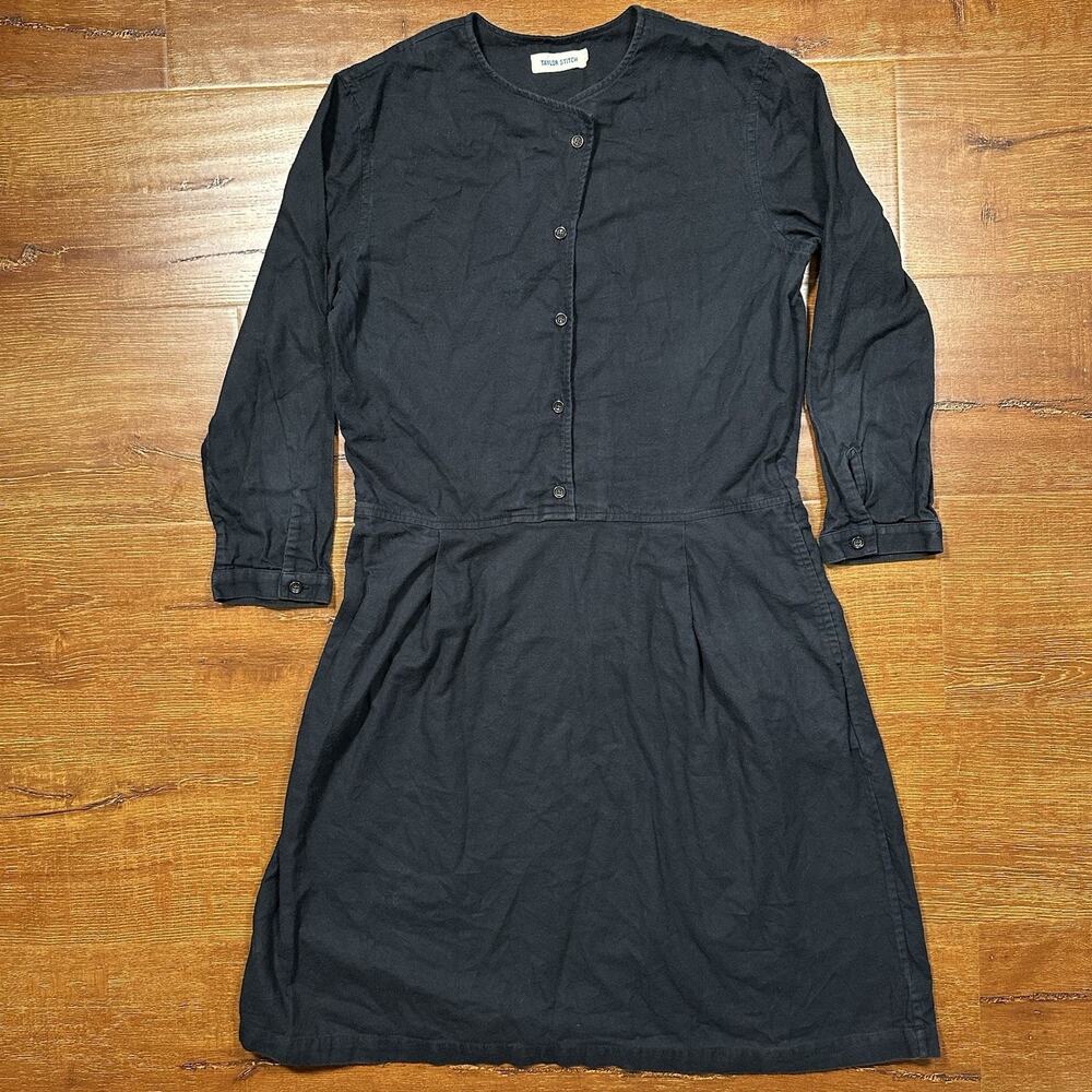 Taylor Stitch The Juniper Dress Womens M Black 3/4 Sleeve Shirt Handmade USA